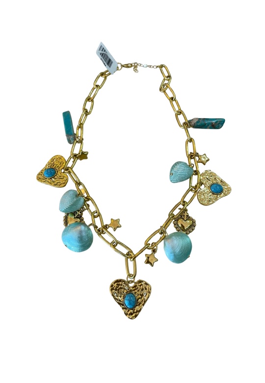 COLAR PINGENTE TURQ DOURADO 