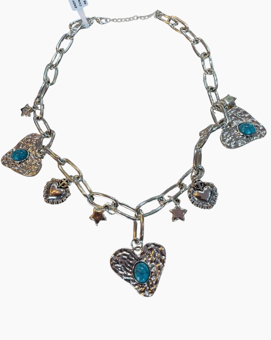 COLAR PINGENTE TURQ PRATA