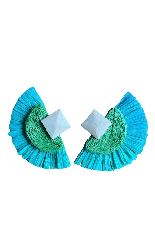 Brinco verão palha verde água 