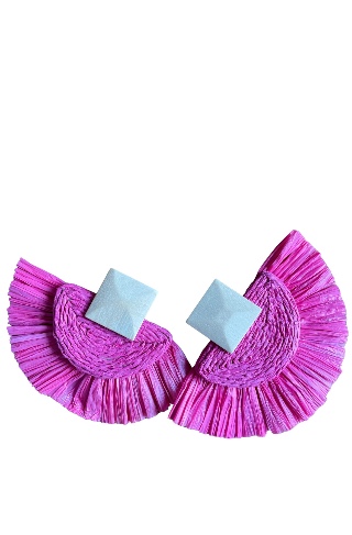 Brinco verão palha rosa