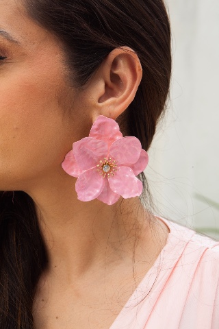 Brinco flor rosa G