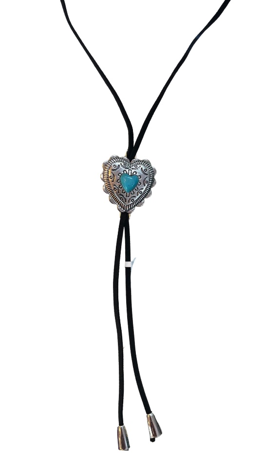 GRAVATA COURO PRETA TURQ